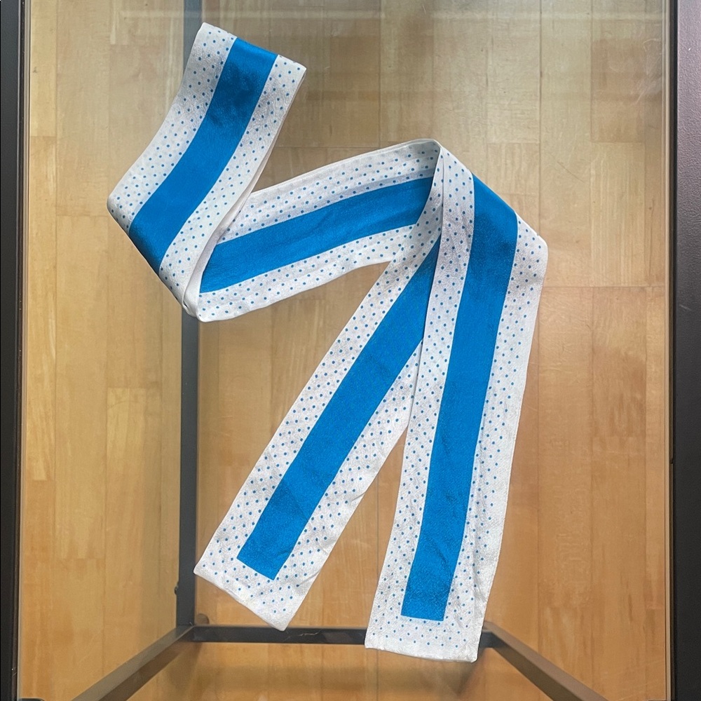 Blue & White Polka Dot & Striped Tie Scarf